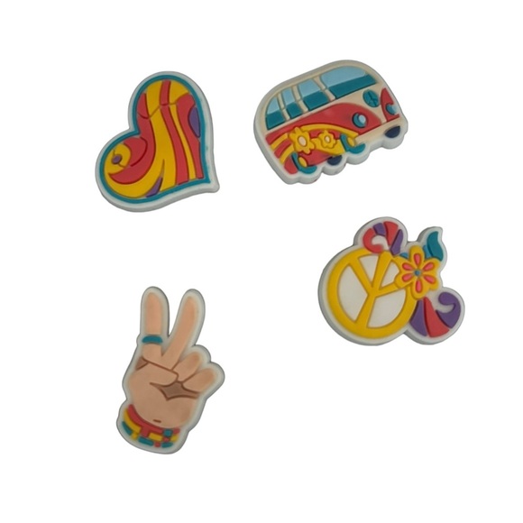 Crocs Boho Hippie Crocs Jibbitz Peace Retro Heart lot of 6 - Picture 5 of 8